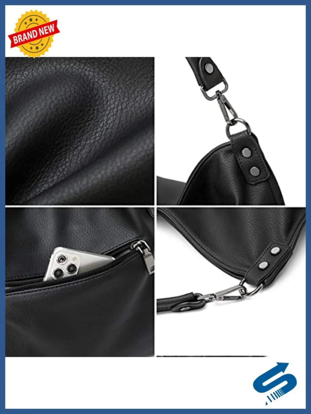 Ladies Hobo Bag Faux Leather Vegan Shoulder Crossbody Purse